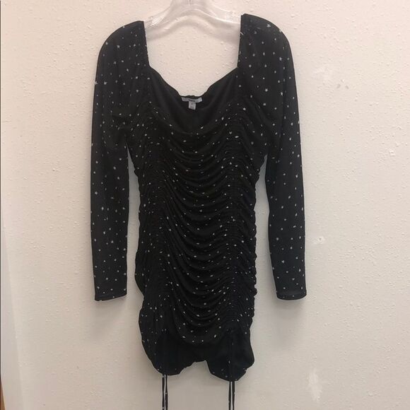 110. Bar III Black Long Sleeve Ruched Dress with star Accents size XL - Picture 1 of 1